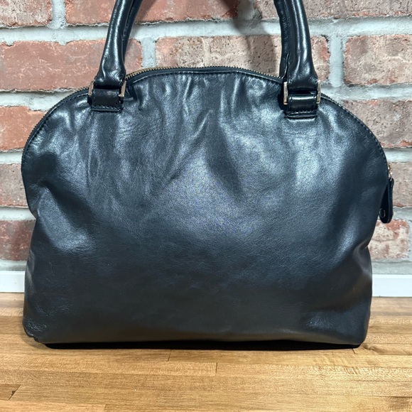 Anne Fontaine Parisa Black Leather Embossed Floral Dome Satchel Bag - Picture 4 of 12